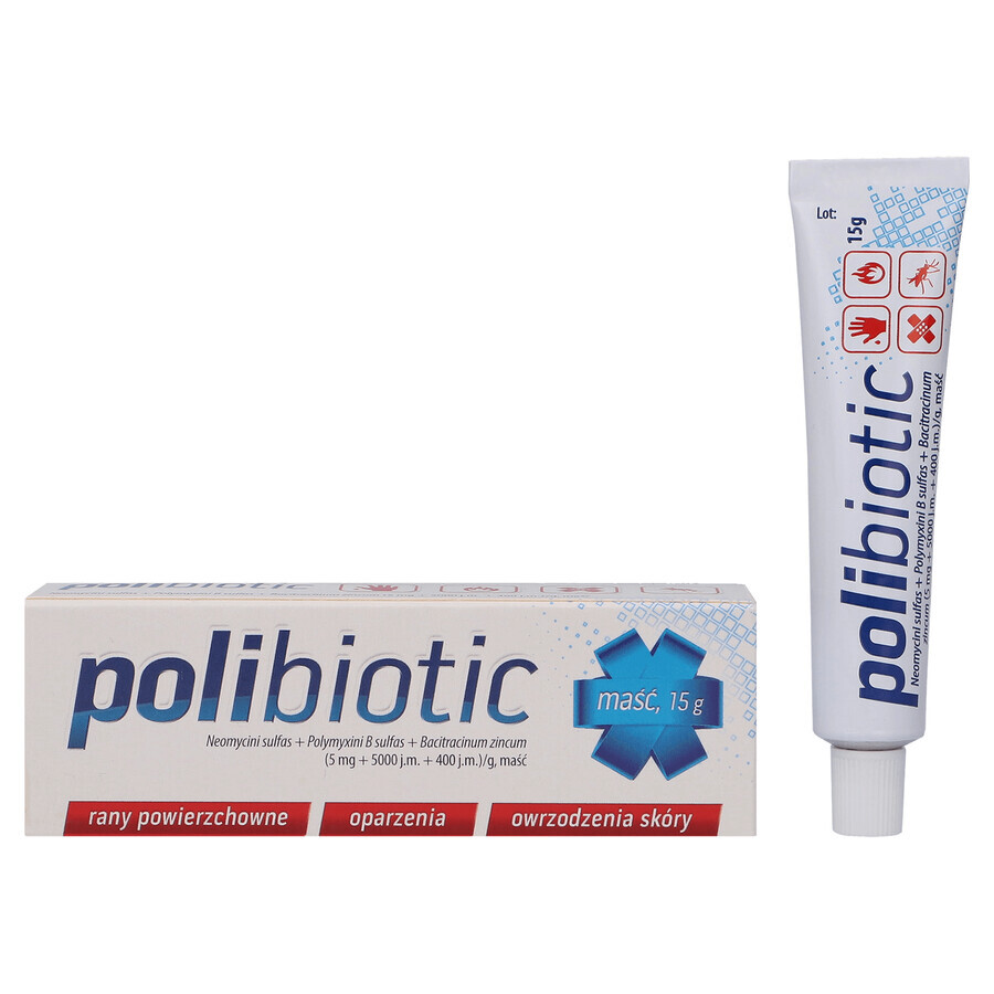 Polibiotic (5 mg + 5000 IE + 400 IE)/g, zalf, 15 g