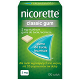 Nicorette Classic Gum 2 mg, medicinale kauwgom, 105 stuks