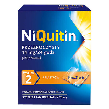 NiQuitin Transparent 14 mg/ 24h, sistema transdermico, cerotto, 7 pezzi 