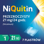 NiQuitin Transparent 21 mg/24 h, sistem transdermic, plasture, 7 bucăți