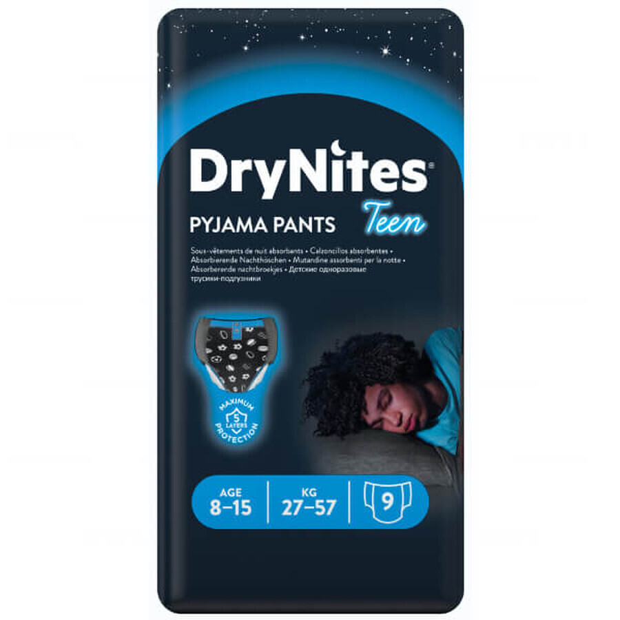 Huggies DryNites, nachtslip voor jongens, 8 -15 jaar, 27-57 kg, 9 stuks