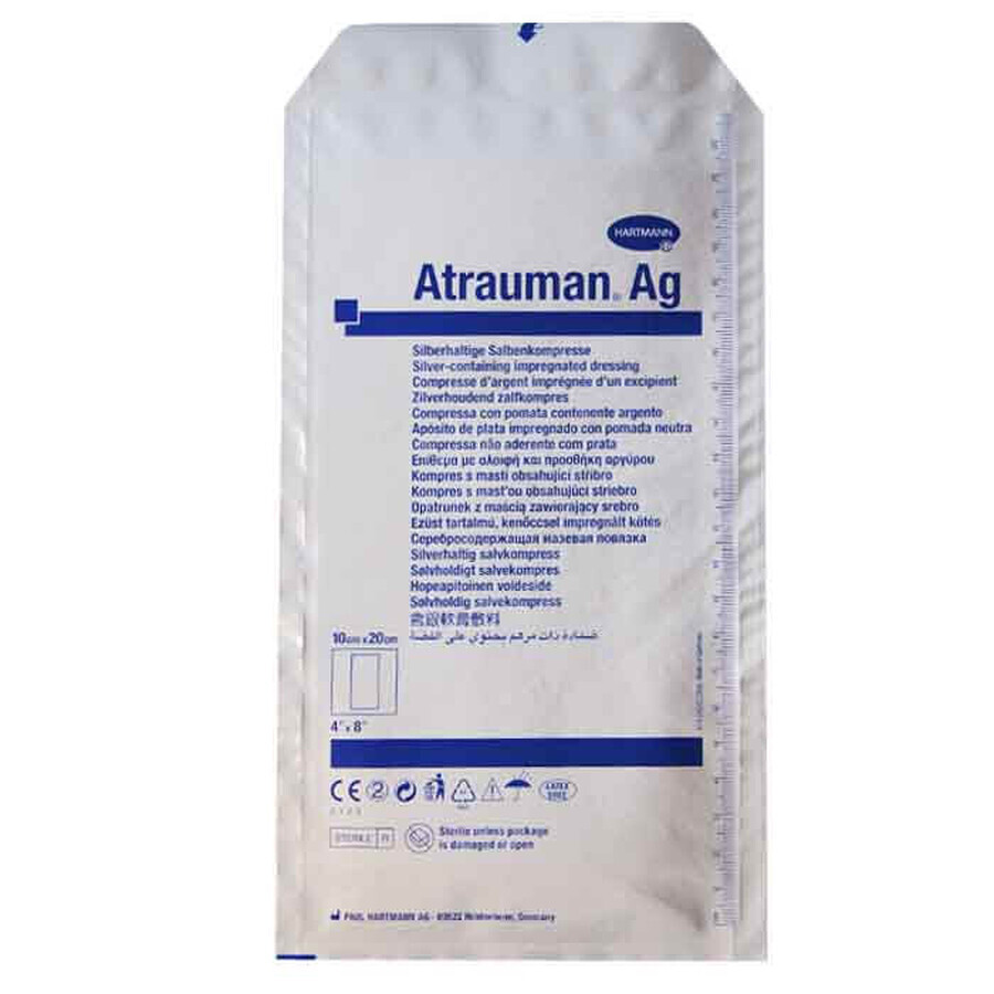 Atrauman Ag, verband met zilverhoudende zalf, 10 cm x 20 cm, 1 stuk