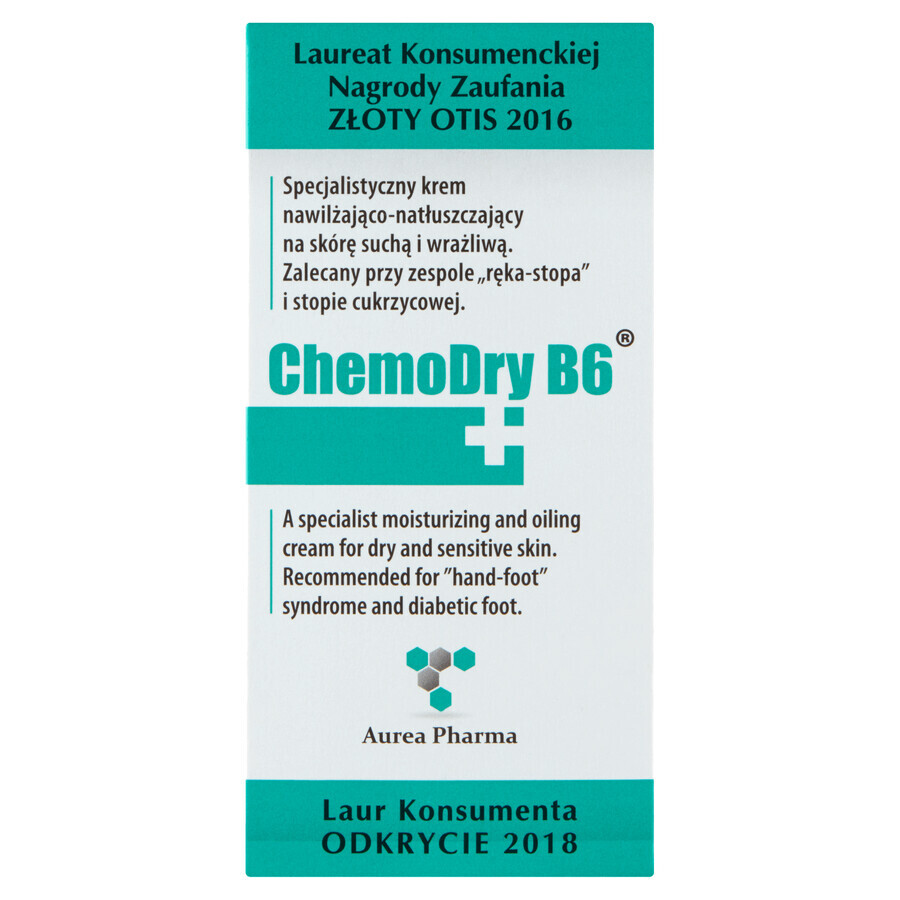 Chemodry B6, gespecialiseerde vochtinbrengende en smerende crème voor de droge, gevoelige en geïrriteerde huid, 50 ml