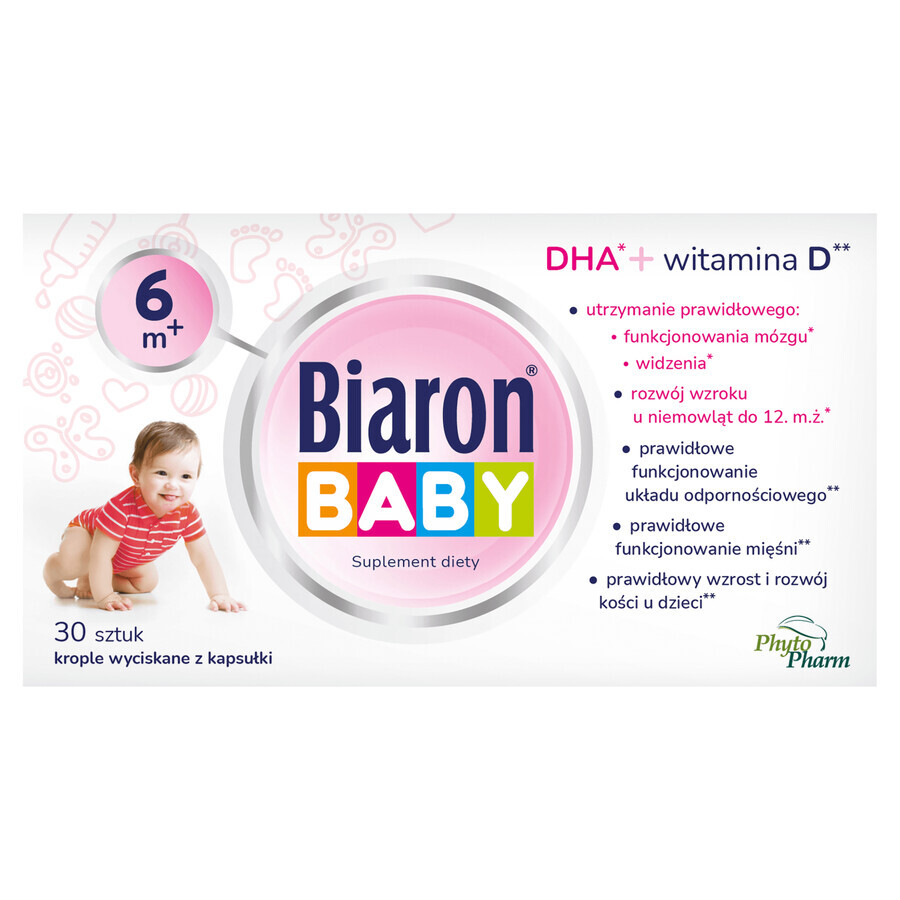 Biaron Baby 6m+, pour les enfants de plus de 6 mois, 30 capsules détachables