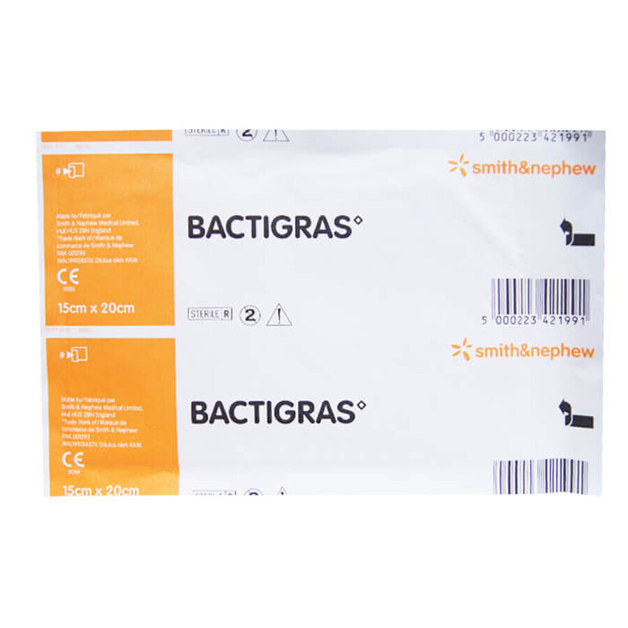 Bactigras, paraffine wasverband, steriel, 15 cm x 20 cm, 1 stuk