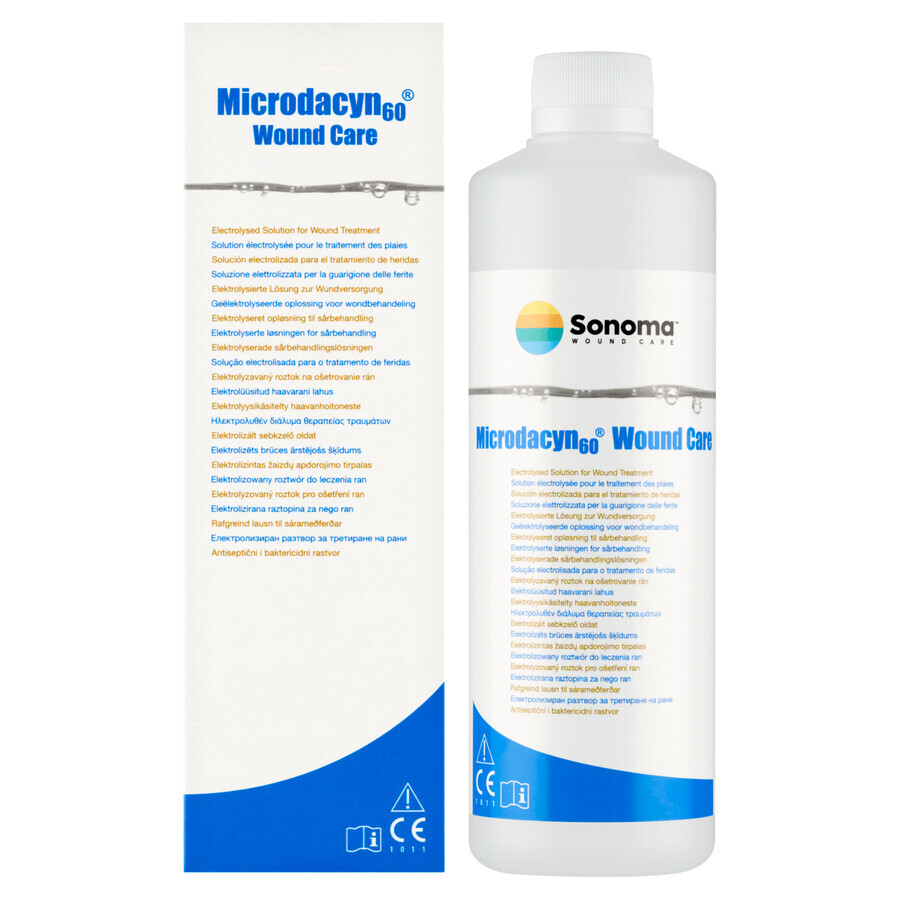 Microdacyn 60 Wondverzorging, geëlektrolyseerde wondverzorgingsoplossing, 500 ml