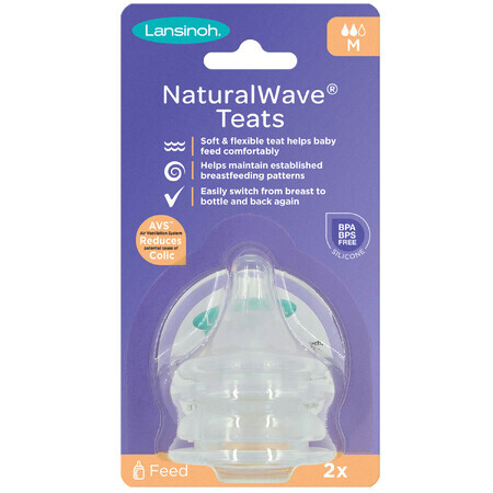 Lansinoh, Manechin NaturalWave, debit mediu, 2 bucăți