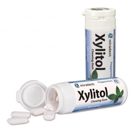 Miradent Xylitol, kauwgom met xylitol, pepermuntsmaak, 30 stuks