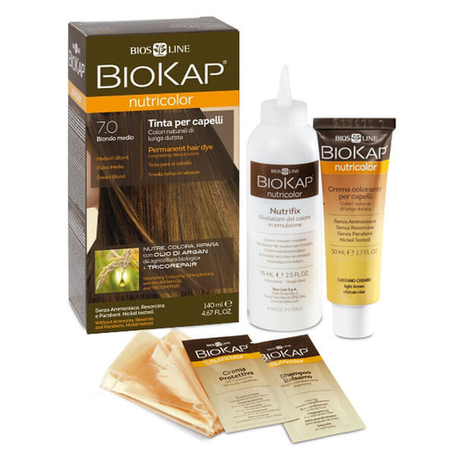 Biokap Nutricolor, haarkleuring, 7.0 middenblond, 140 ml