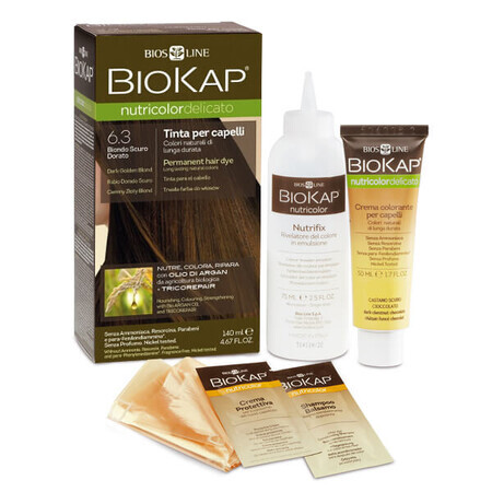 Biokap Nutricolor Delicato, culoare de păr, 6.3 blond auriu închis, 140 ml