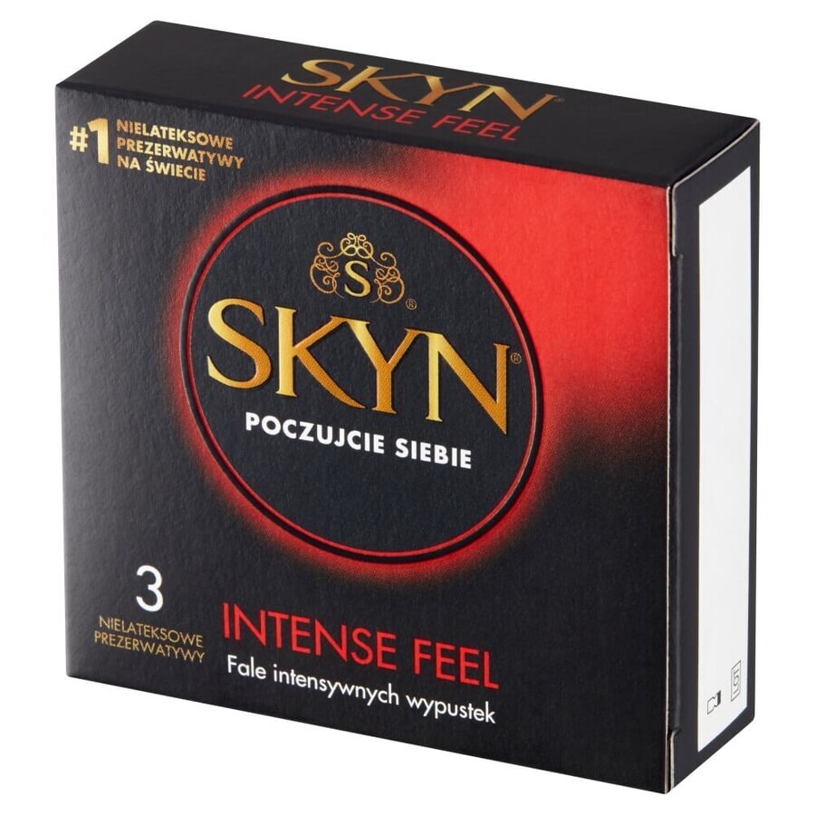 Unimil Skyn Intense Feel, préservatifs non-latex avec piping, 3 pièces