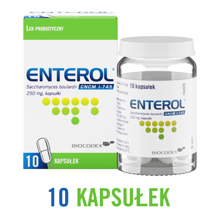 Enterol, 250 mg, 10 capsules