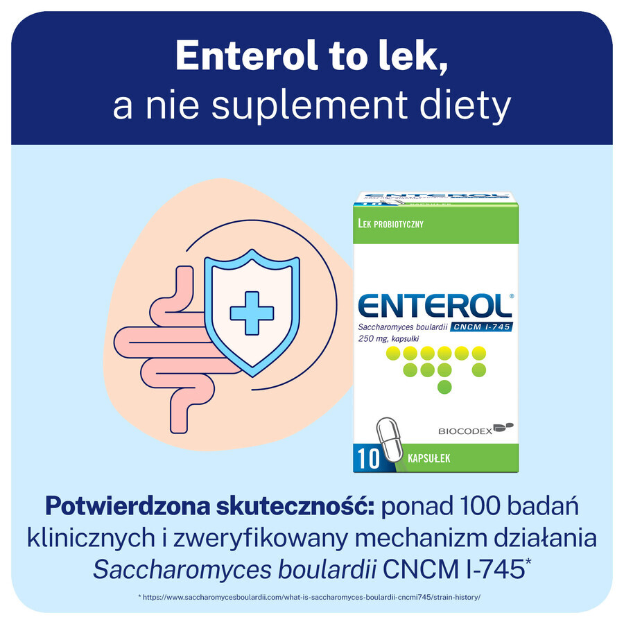 Enterol, 250 mg, 10 capsules