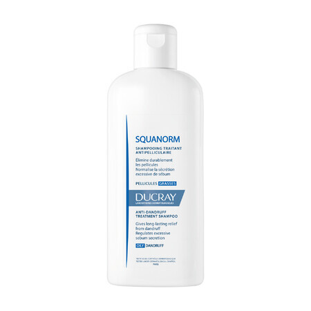 Ducray Squanorm, shampoo antiforfora, forfora grassa, 200 ml