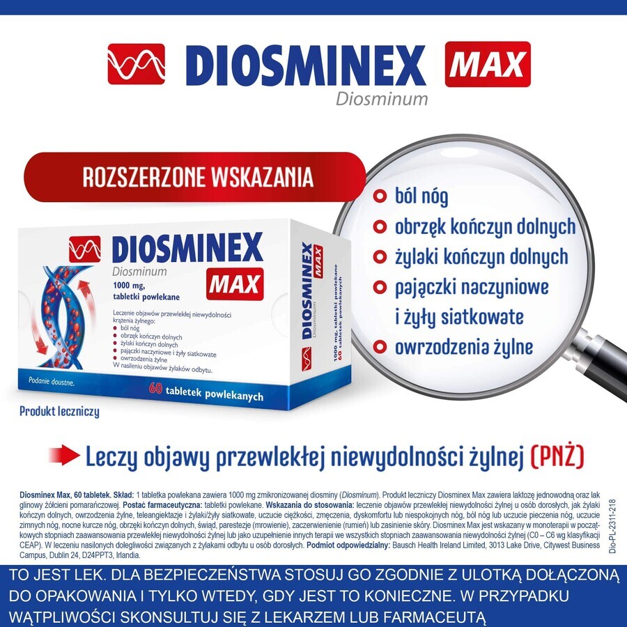 Diosminex Max 1000 mg, 60 comprimate