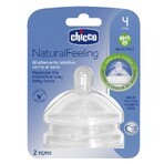 Chicco, tettarella per biberon NaturalFeeling 4m +, flusso regolabile, dopo 4 mesi, 2 pezzi