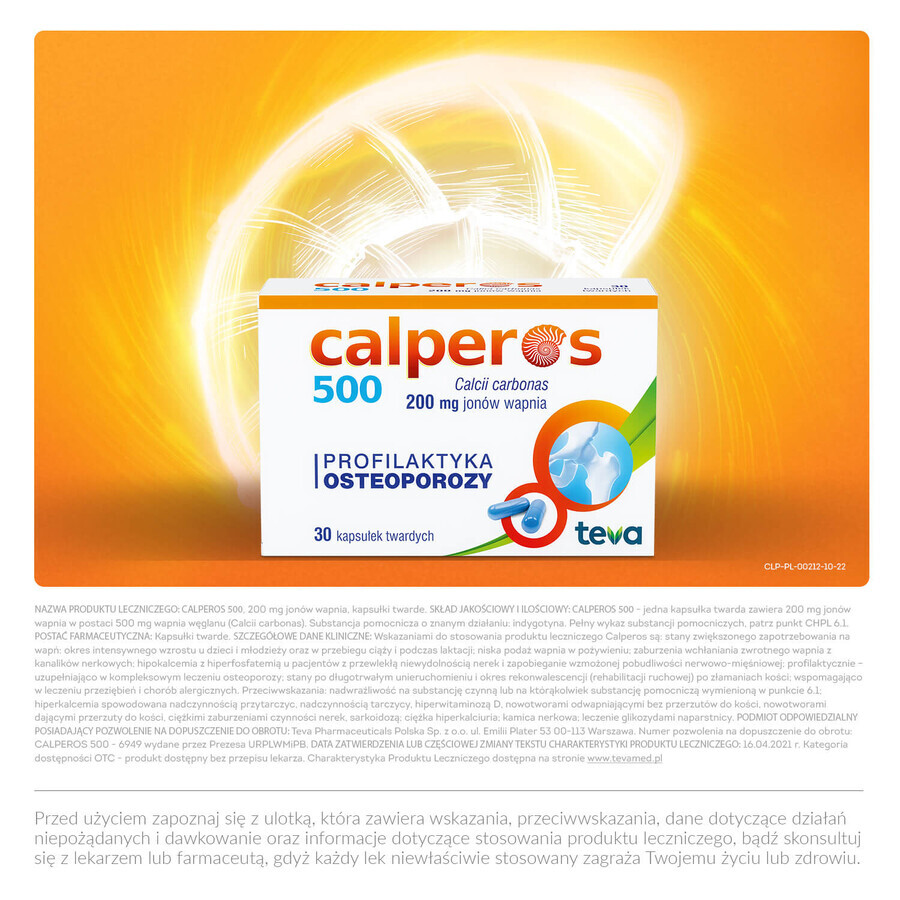 Calperos 500 200 mg, 30 cápsulas duras