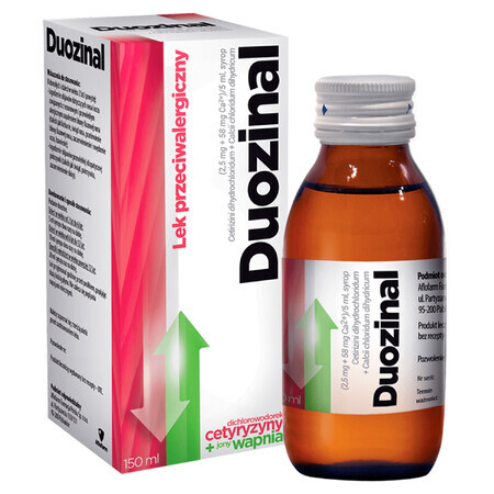 Duozinal (2,5 mg + 58 mg)/ 5 ml, siroop, 150 ml