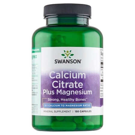 Swanson Calcium Citrate Plus Magnesium, calcium et magnésium, 150 gélules