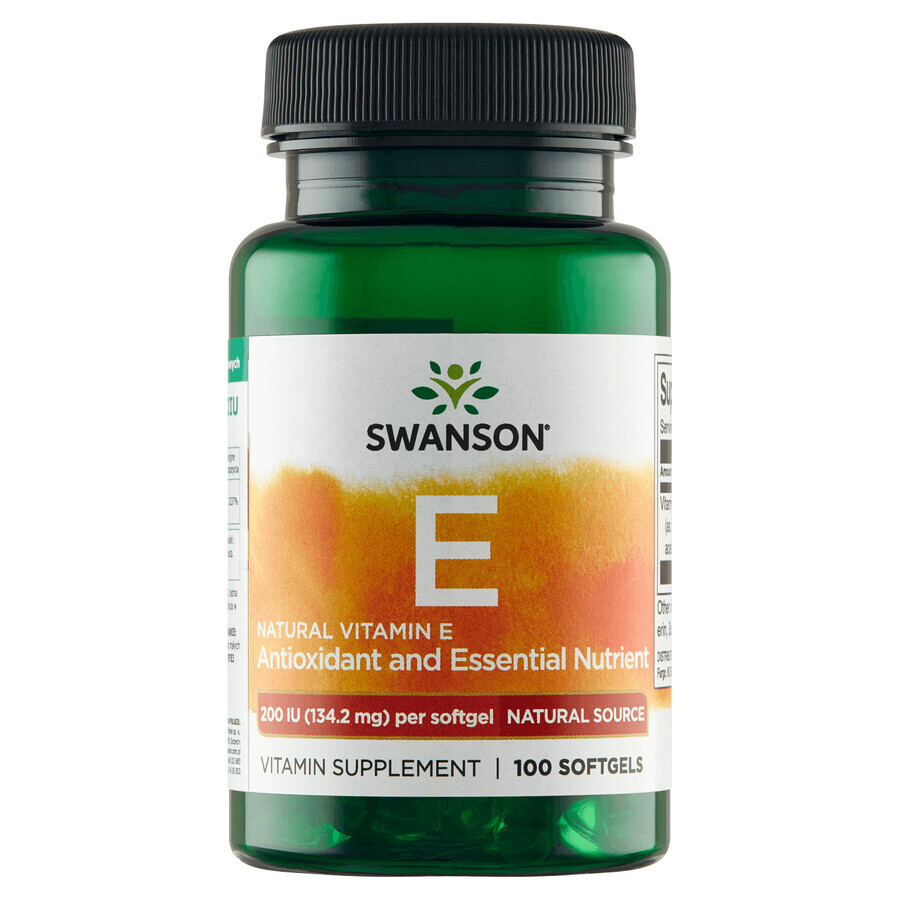 Swanson E, natuurlijke vitamine E 200 IE, 100 gelcapsules