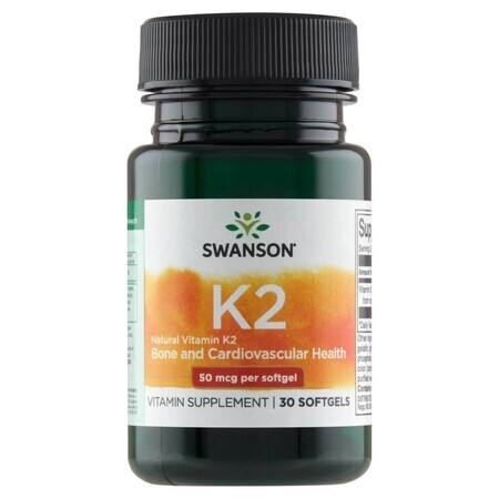 Swanson K-2, vitamine K 50 µg, 30 gelcapsules