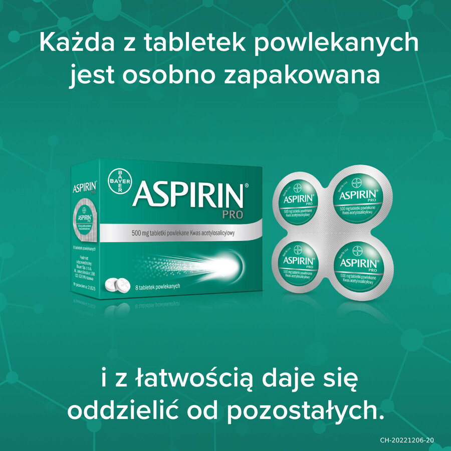 Aspirine Pro 500 mg, 8 filmomhulde tabletten