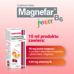 Magnefar B6 Junior, vloeibaar voor kinderen vanaf 3 jaar en volwassenen, frambozensmaak, 120 ml