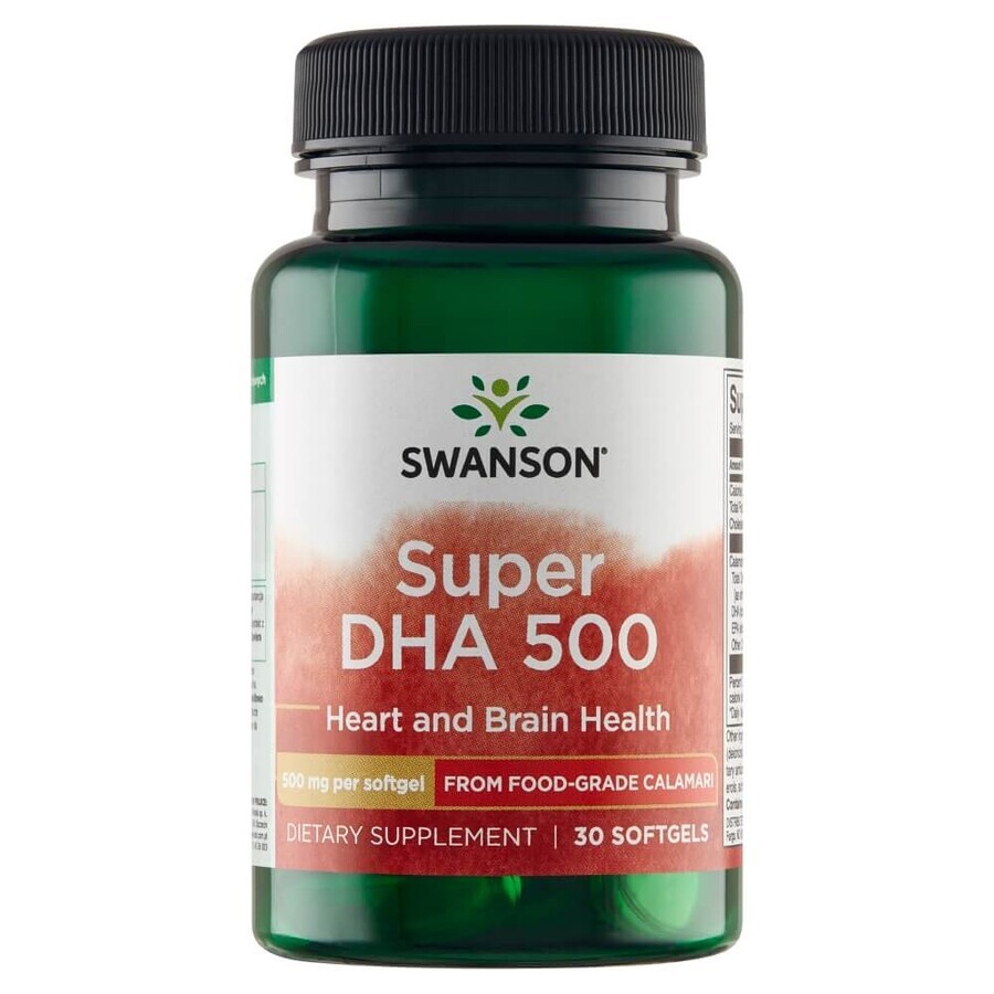 Swanson Super DHA 500, huile de calmar, 30 gélules