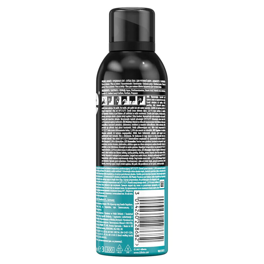 Gillette, Schiuma da barba per pelli sensibili, 200 ml