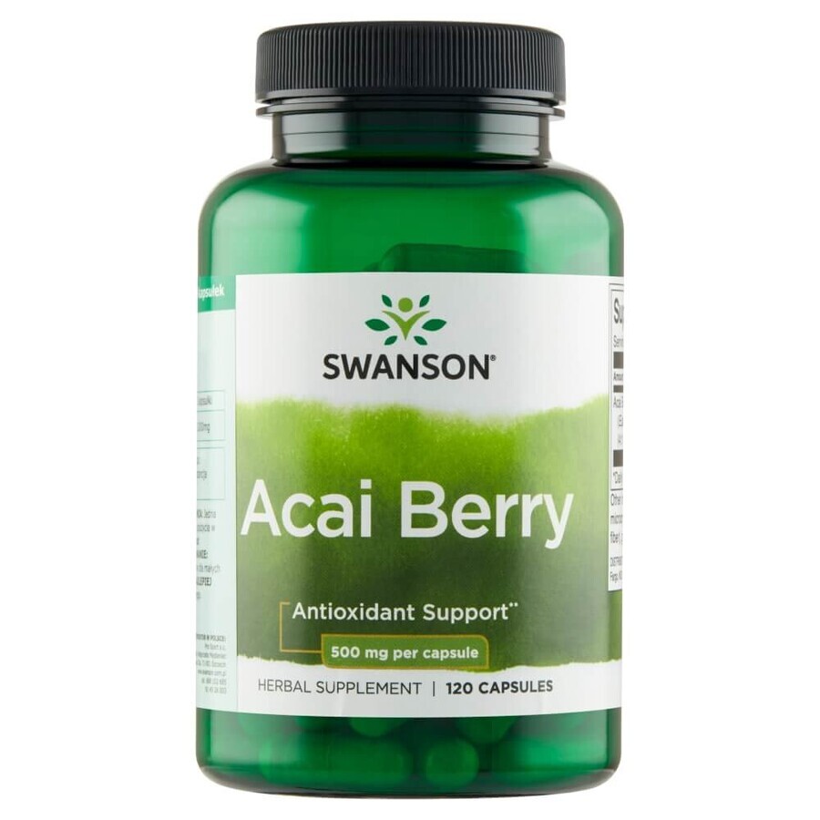 Swanson, Acai bes 500 mg, Acai bessen, 120 capsules