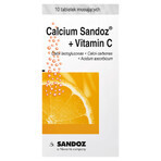 Calcium Sandoz + Vitamina C 260 mg + 1000 mg, sinaasappelsmaak, 10 bruistabletten