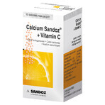 Calcium Sandoz + Vitamina C 260 mg + 1000 mg, sinaasappelsmaak, 10 bruistabletten