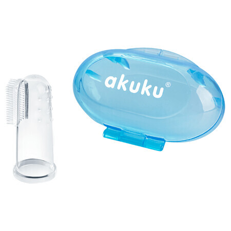 AKUKU, silicone vingerborstel, blauw, A0263, 1 stuk