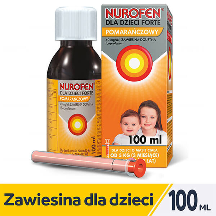 Nurofen infantil Forte naranja 40 mg/ml, suspensión oral, de 3 meses a 12 años, 100 ml