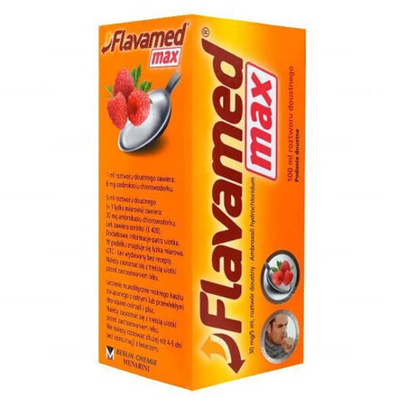 Flavamed Max 30 mg/5 ml, soluție orală, aromă de zmeură, 100 ml