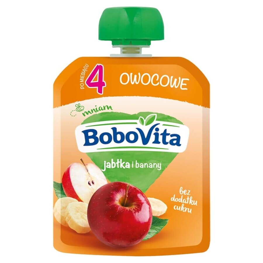 BoboVita Mousse in een tube, appel en banaan, na 4 maanden, 80 g