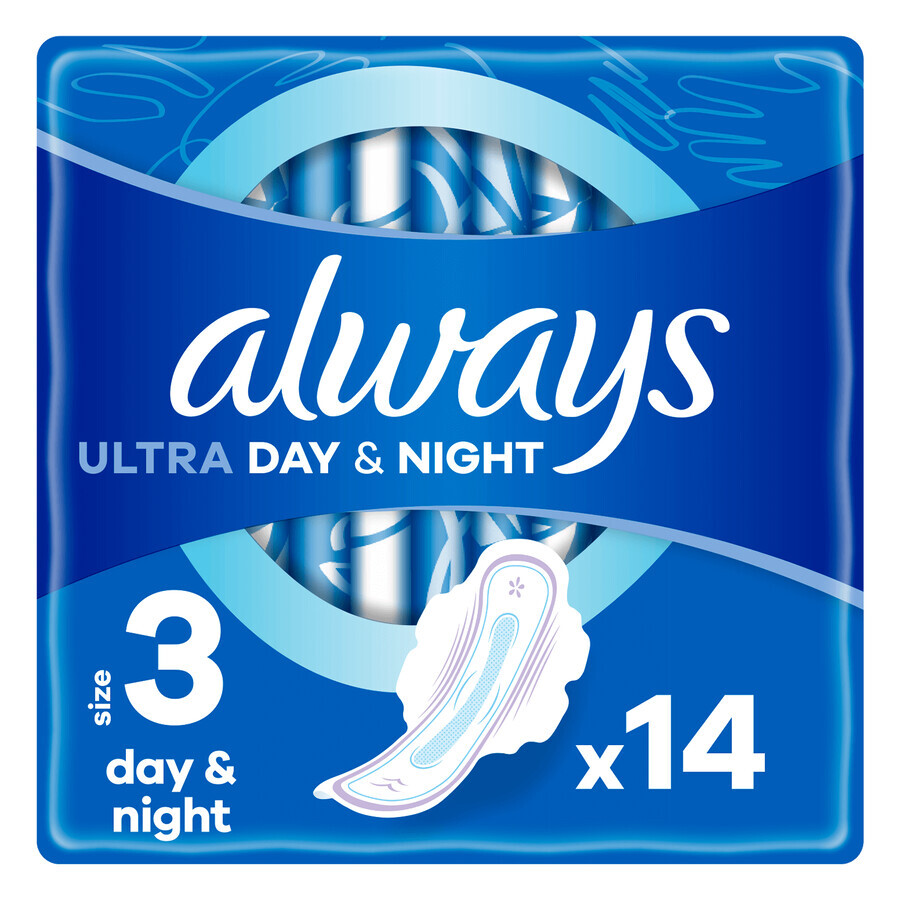 Always Ultra Night, Damenbinden mit Flügeln, 14 Stück