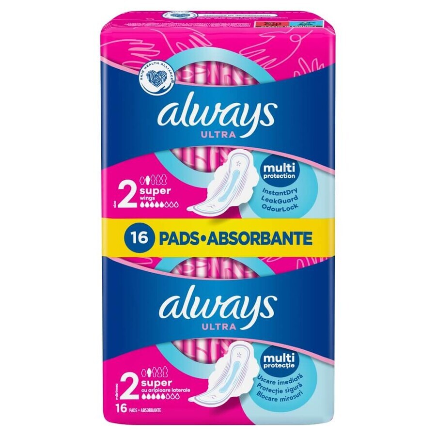 Always Ultra, hygienic towels with wings, Super, 16 pcs