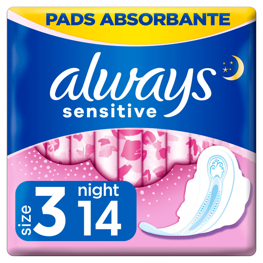 Always Ultra Night Sensitive, Damenbinden mit Flügeln, 14 Stück