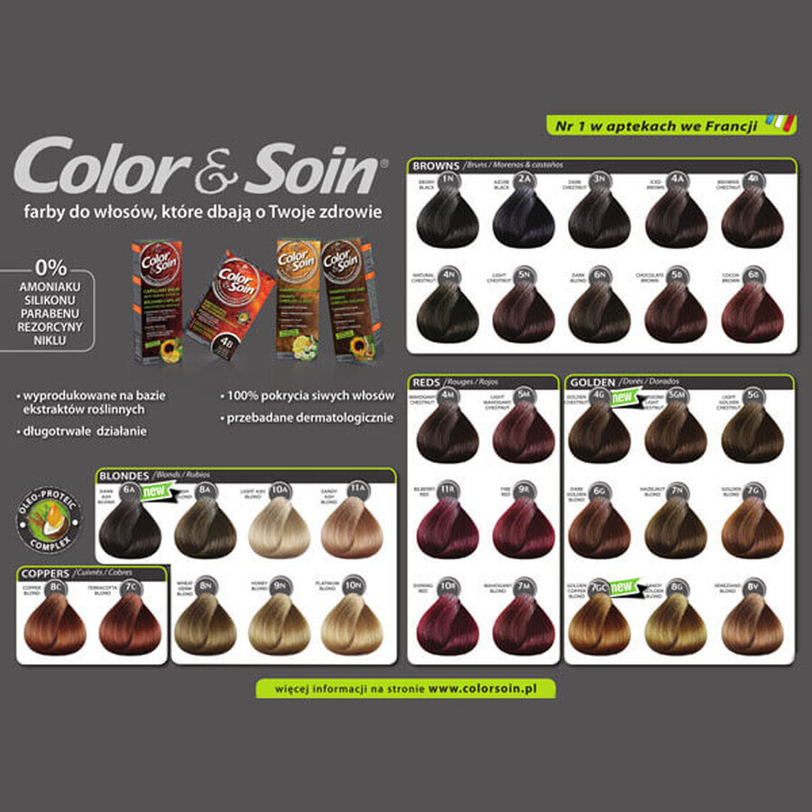 Color&amp;Soin, haarverf, 4N, natuurlijk grijs, 135 ml