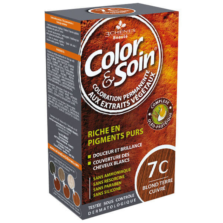 Color&Soin, tinte para el cabello, 7C, rubio cobrizo oscuro, 135 ml