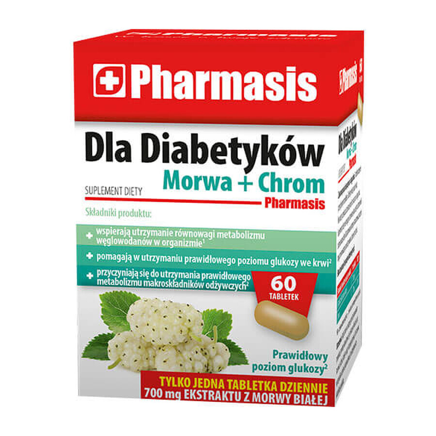 Pharmasis Voor Diabetici Moerbei + Chroom, 60 tabletten