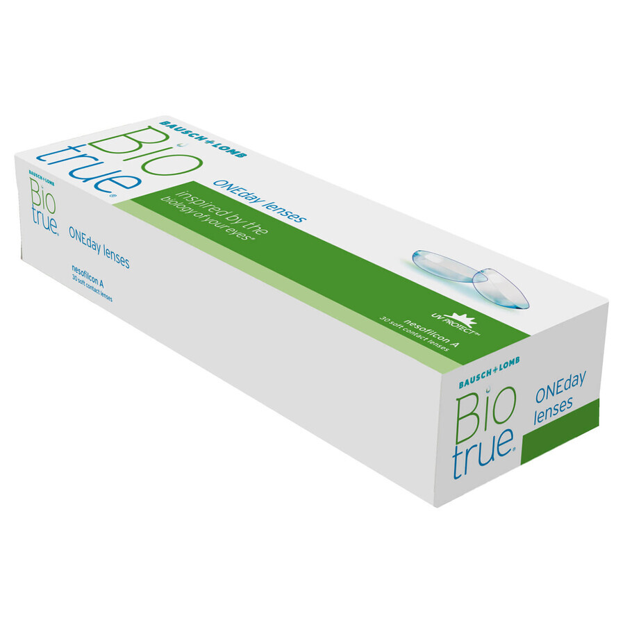 Biotrue ONEday, lentile de contact, 1 zi, sferice, - 3.75, 30 buc