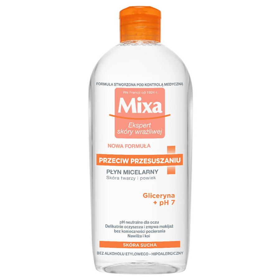 Mixa Anti-Dryness, fluido micelar, piel seca, 400 ml