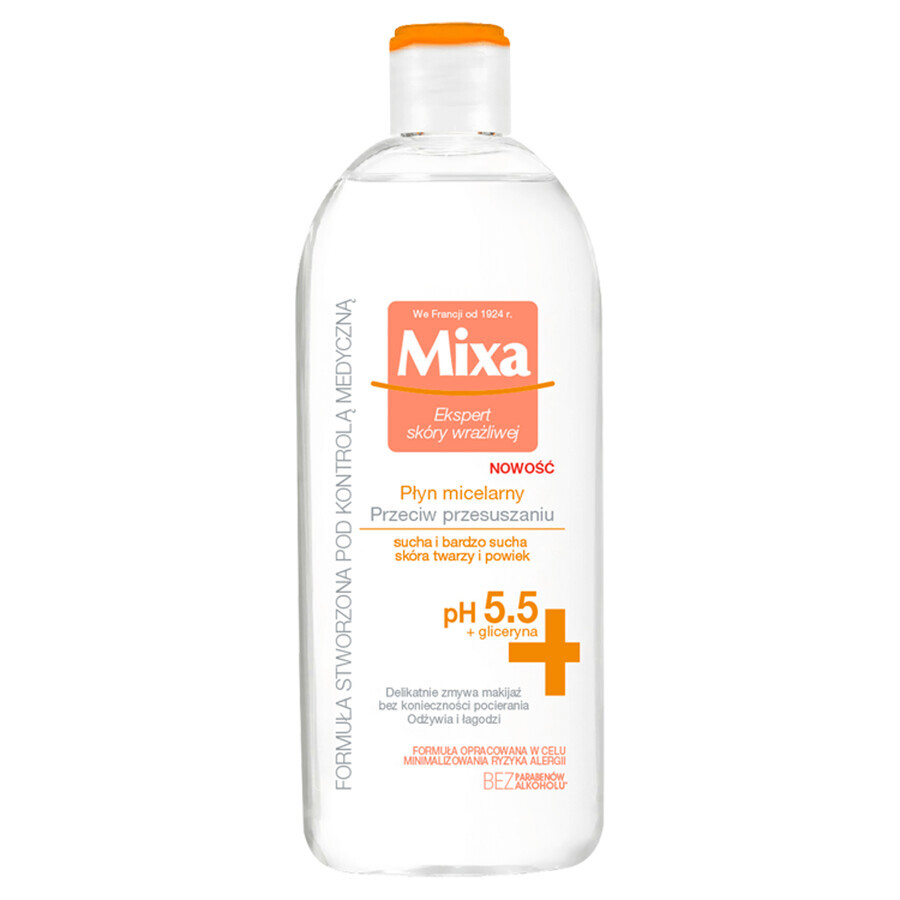 Mixa Anti-Dryness, fluido micelar, piel seca, 400 ml