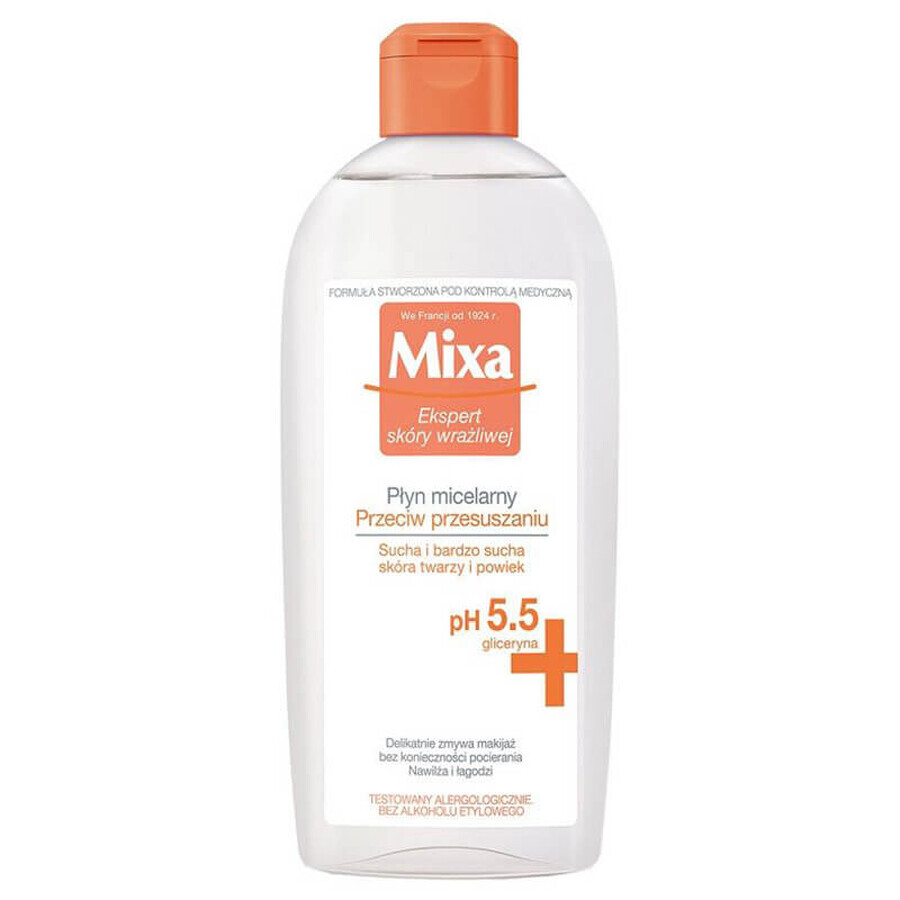 Mixa Anti-Dryness, fluido micelar, piel seca, 400 ml