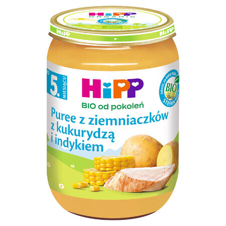 HiPP Bio-Gericht, Kartoffelpüree mit Mais und Truthahn, nach 5 Monaten, 190 g.