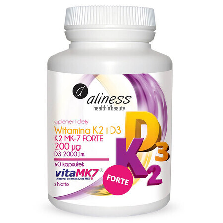 Aliness Vitamine K2 MK-7 Forte 200 µg + D3 2000 IU, 60 capsules