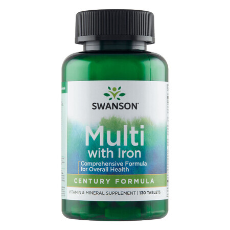 Swanson Century Formula Multi with Iron, multivitamínico con hierro, 130 comprimidos