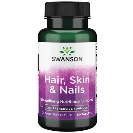 Swanson Hair, Skin &amp; Nails, cabello, piel, uñas, 60 comprimidos